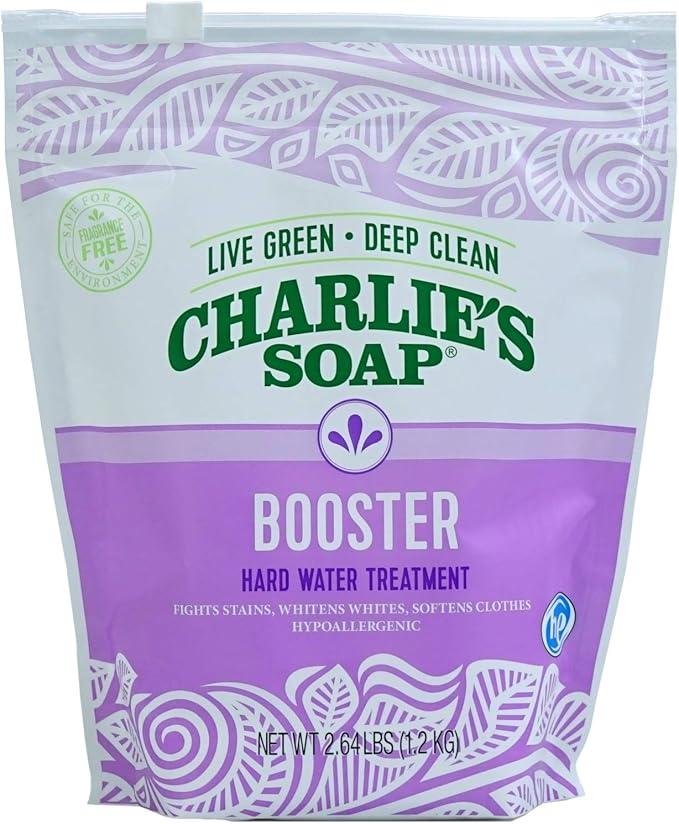 Charlie's Soap Booster & Hard Water Treatment (2.64 Lbs, 2 Pack) Natural Powdered Water Softener and Laundry Booster – Safe and Effective