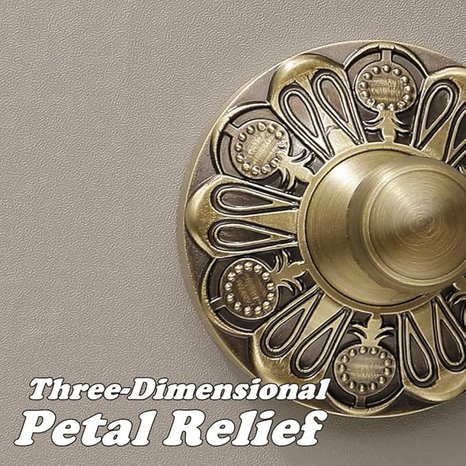 Antique Brass Toilet Brush and Holder, Bathroom Wall Mounted Toilet Bowl Brush with Canister, Vintage Gold Decorative Bathroom Accessories, Ceramic and Brass, Petal-Relief Series