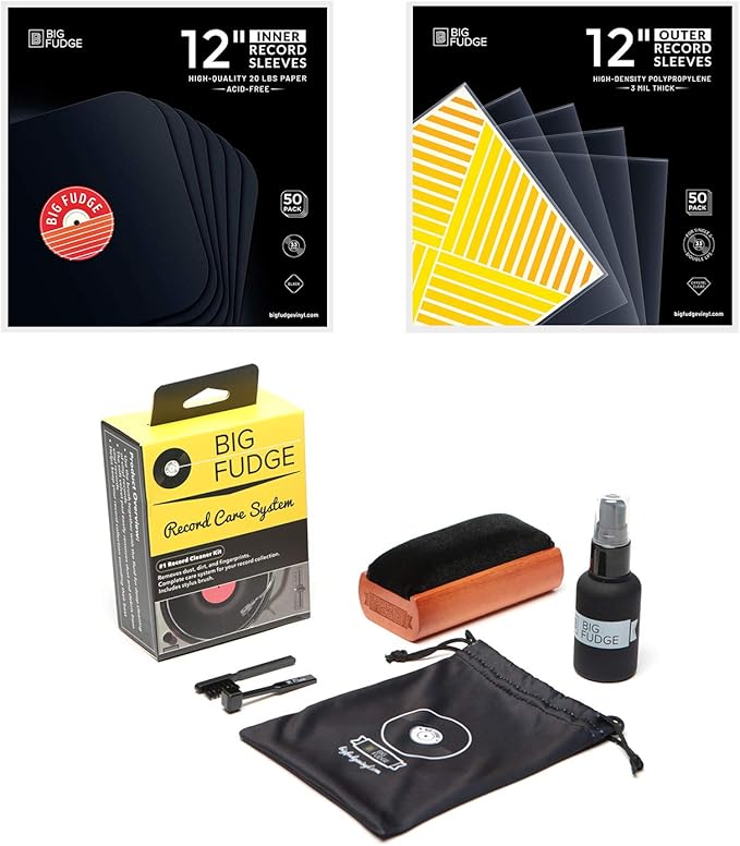 Record Collector Starter Kit - Vinyl Accessories Gift Set | Record Cleaner | Outer Sleeves | Inner Sleeves to Start Collecting Records or Restore Vintage Vinyl