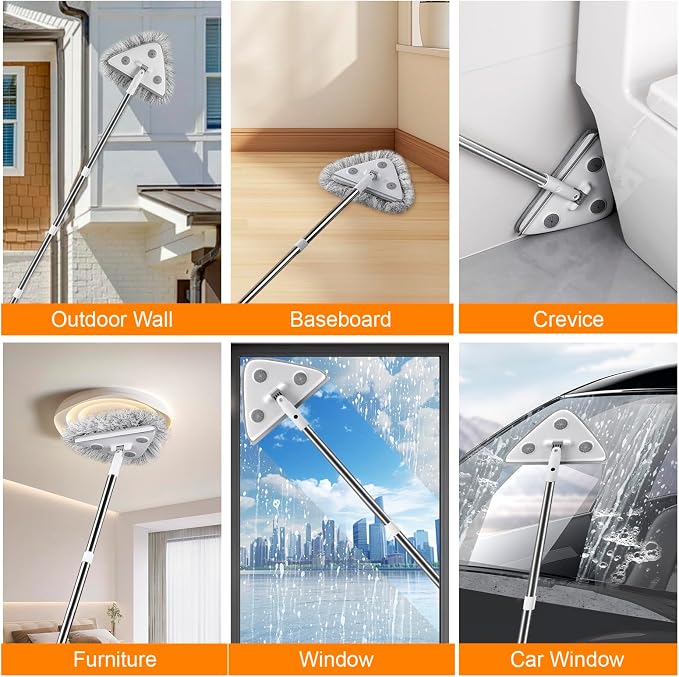 MUEE 3 in 1 Professional Window Squeegee for Home, 78" Window Cleaning Kit with Extension Pole, Tall Wall Cleaner Mop with Long Handle for Outdoor & Indoor Use