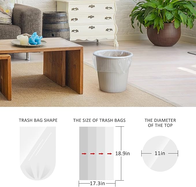 2.6 Gallon 80 Counts Strong Trash Bags Garbage Bags by Teivio, Bathroom Trash Can Bin Liners, Small Plastic Bags for Home Office Kitchen,fit 10 Liter, 2,2.5,3 Gal, Clear