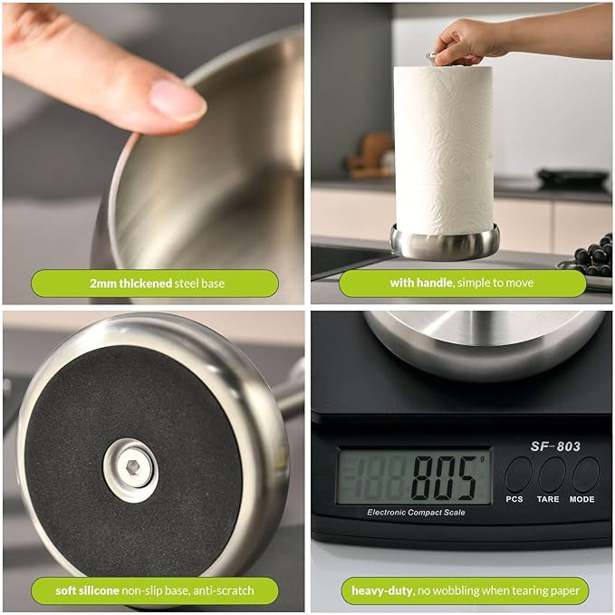 simpletome Heavy Duty Paper Towel Holder Countertop Prevent Kitchen Paper from Unraveling (Marble Black)