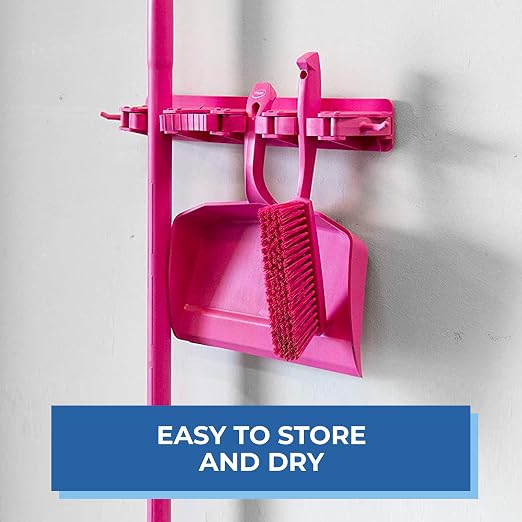 Vikan 45891 Bench Cleaning Brush, Polypropylene/Polyester Medium Bristle Dustpan Brush & Sweeper, 14 Inch, Pink