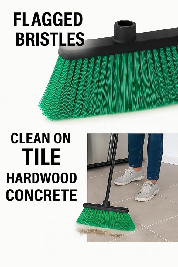 Broom Head Bundle – 3 Pack (Red, Blue, Green) Durable Multi-Surface Broom Heads with Universal Socket, Ideal for Home or Commercial Cleaning