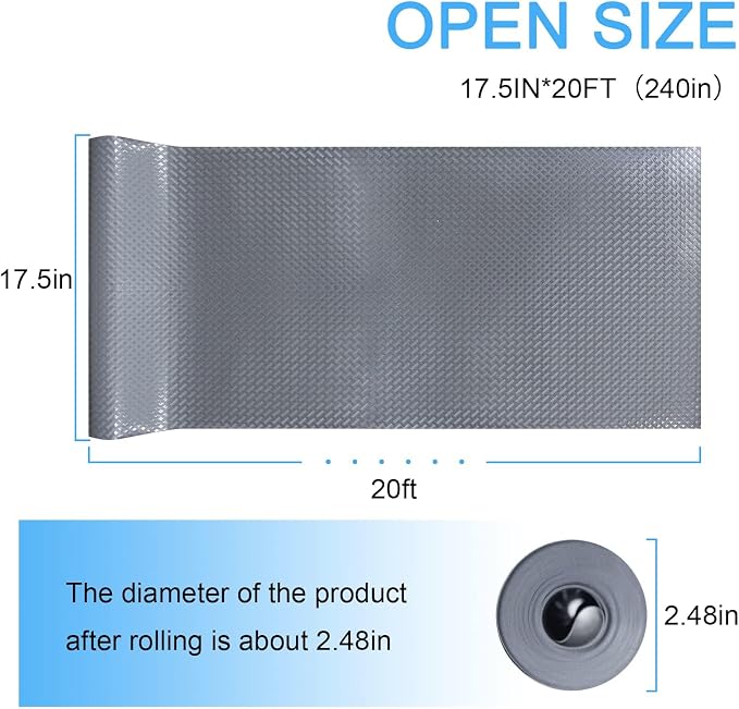 FEXIA Drawer Liners for Kitchen Cabinets, 17.5 Inch x 20 FT(240 Inch) Non Adhesive Cabinet Liner, Refrigerator Liners, Washable Oil-Proof Fridge Pads Shelves Drawer (Gray)