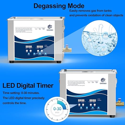 Granbo Ultrasonic Machine 10L 240W Jewelry Cleaner Ultrasonic Machine 40kHz with Heater Timer and Degassing,110V Digital Ultrasonic Jewelry Cleaner for Jewelry Glass Eyeglass Dental Parts Cleaning