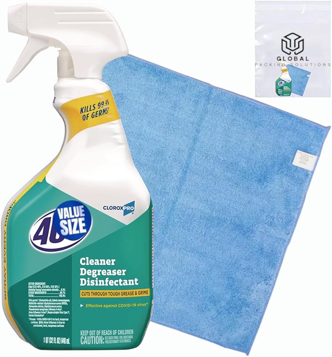 409 Multi Surface Degreaser Disinfectant Cleaner Spray, 32 Fl Oz Kills 99.9% of Germs and Viruses bundled with Micro Fiber Cloth