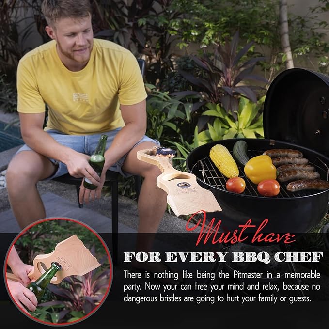Wooden Grill Scraper 2-Pack – Natural Wood BBQ Cleaning Tools
