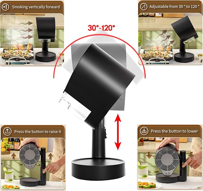 Portable Range Hood - Detachable Aluminum Grease Filter, 3 Speed Exhaust Fan for Indoor & Outdoor RV Cooking, Compact Kitchen Ventilation for BBQ, Grilling, and Stovetop Use, Black