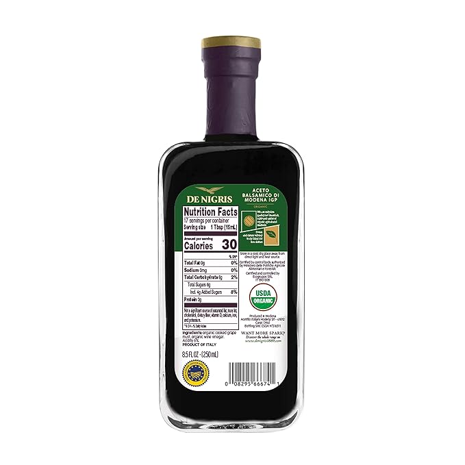 De Nigris Balsamic Vinegar Of Modena Excellence Line Organic Medium Intensity 8,5 Oz (250ml) | Balsamic Vinegar Organic Is Made Exclusively From Raw Materials | Balsamic Vinegar From Modena Italy