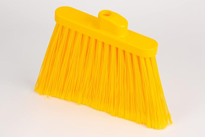 SPARTA 41082EC04 Plastic Color Coded Broom, Flagged Bristles, Long Broom With Angled Head For Large Debris, 56 Inches, Yellow, (Pack of 12)