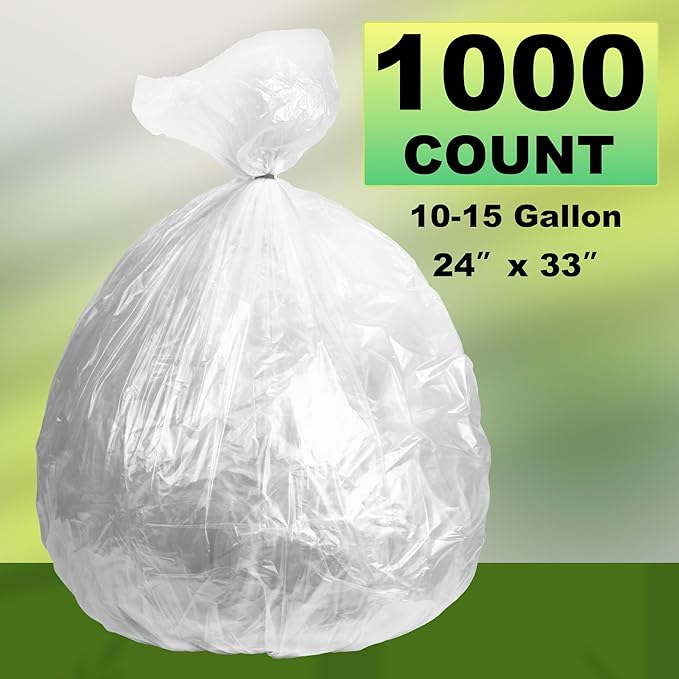 Trash Can Liner - Wholesale 1000 Count Garbage Bags on Perforated Roll 10-15 Gallon Multipurpose for Office Bathrooms Business Home Commercial and Industrial Needs