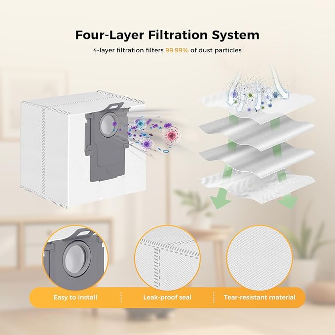 Yivy 24PCS Q7 M5 Replacement Parts Compatible with Roborock Q7 M5+/ Q7 M5/Q7 L5/Q7 L5+, 2 Main Brushes, 6 Side Brushes, 4 HEPA Filters, 4 Mop Pads, 6 Dust Bags