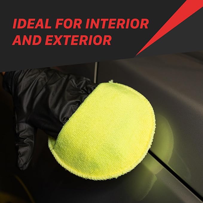 Maxshine 16cm Universal Yellow Multipurpose Microfiber Finger Hold Applicator – Soft, Reusable Pad for Waxing, Polishing & Cleaning – Ideal for Interior & Exterior Car Detailing