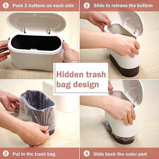 Tiny Garbage can with lid 2 pcs & Trash Bags 270 pcs