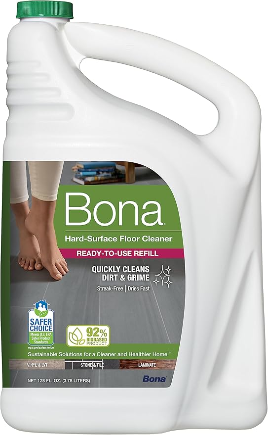 Bona Multi-Surface Floor Premium Spray Mop & Microfiber Cleaning Pad & Multi-Surface Floor Cleaner Refill - 128 fl oz - Residue-Free Floor Cleaning Solution