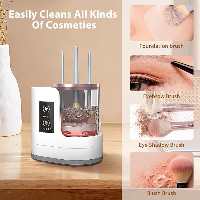Electric Makeup Brush Cleaner Machine With Makeup Brush Dryer, Automatic USB Cosmetic Brushes Cleaner Tool, Multi-Functional Cosmetic Brush Cleaner for Makeup Brush Sponges Beauty Cosmetic Set