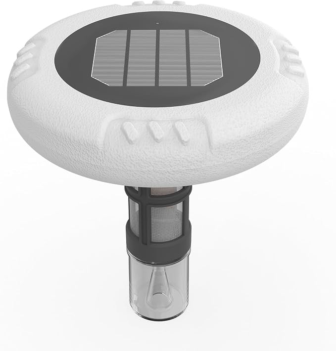 New Generation Solar Powered Pool Device - Integrated Sealed Solar Panel, Floating Design for Above-Ground & In-Ground Swimming Pools Up to 40,000 Gallons