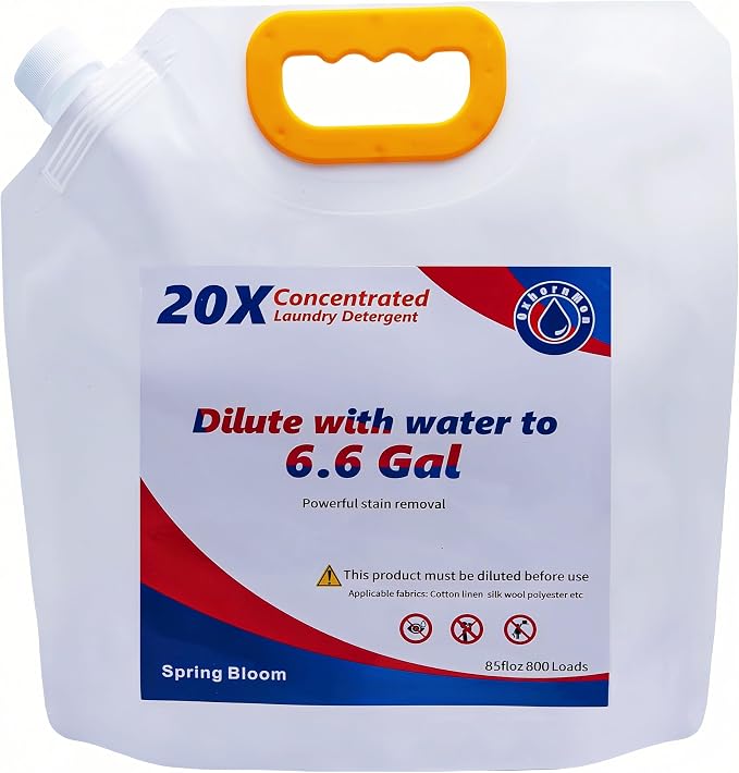 Commercial Bulk Laundry Detergent Refill, 20X Concentrated | Makes 6.6 Gallons (800 Loads), Heavy-Duty Stain Removal, HE Compatible, Economical
