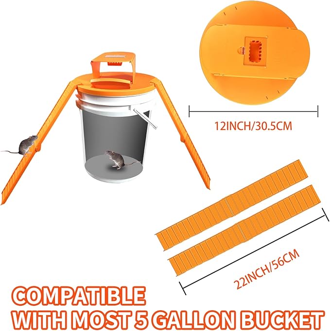 Mouse Traps Indoor for Home: GISUNG 4 Pack Mouse Trap Bucket Lid with Upgraded Clear Box, Automatic Reset & 2 Entrances, Humane Reusable Rat Trap for Indoor & Outdoor Use, 5-Gallon Bucket Compatible