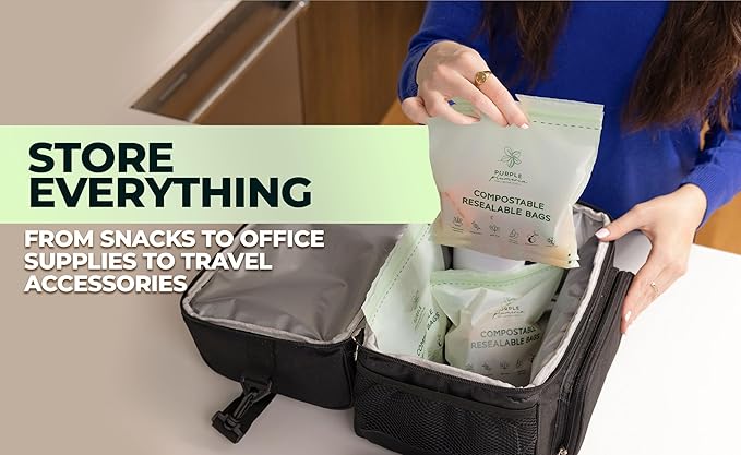100% Certified Compostable Quart & Gallon Bags (30+50 Counts), Resealable BioBased Bags, Leak Proof And Freezer Safe, Extra Strength Storage Bags, Also Available in Snack & Sandwich Size | Biobased, Leak-Proof, Durable, Freezer-Safe, Extra Strong
