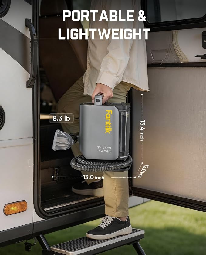 Fanttik Textra 11 Apex Cordless Carpet and Upholstery Cleaner, Self-Cleaning Tool, 150W Brushless Motor, 2 Cleaning Modes, Light-Duty Portable Spot Cleaner for Car, RV Interiors, Sofas, Area Rugs