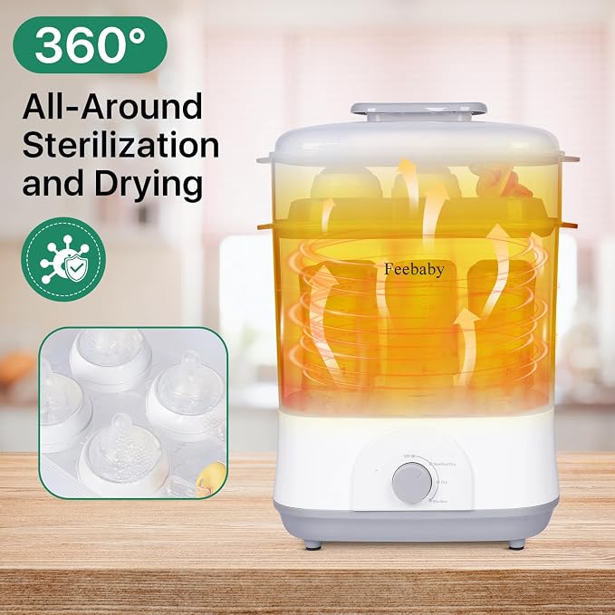 Freebaby Baby Bottle Sterilizer and Dryer,4 in 1 Electric Steam Sanitizer and Dryer for All Baby Bottle,Bottle Sanitizer for Pacifiers&Breast Pump Accessories,8 Bottles Capacity