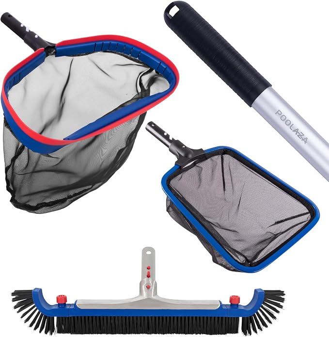 POOLAZA Deluxe Swimming Pool Cleaning Kit & Pole