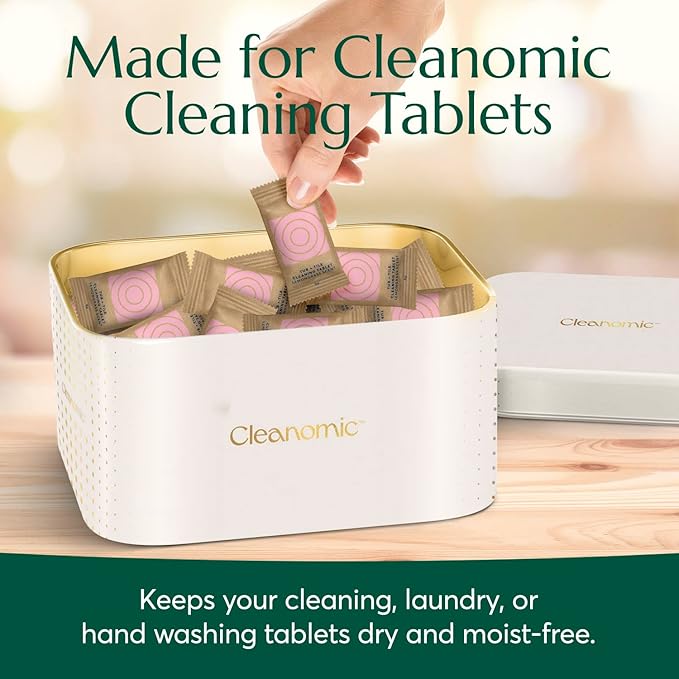 CLEANOMIC Reusable Kitchen Cloth, Bottle Wash Cleaner Tablets & Tablet Tin Bundle
