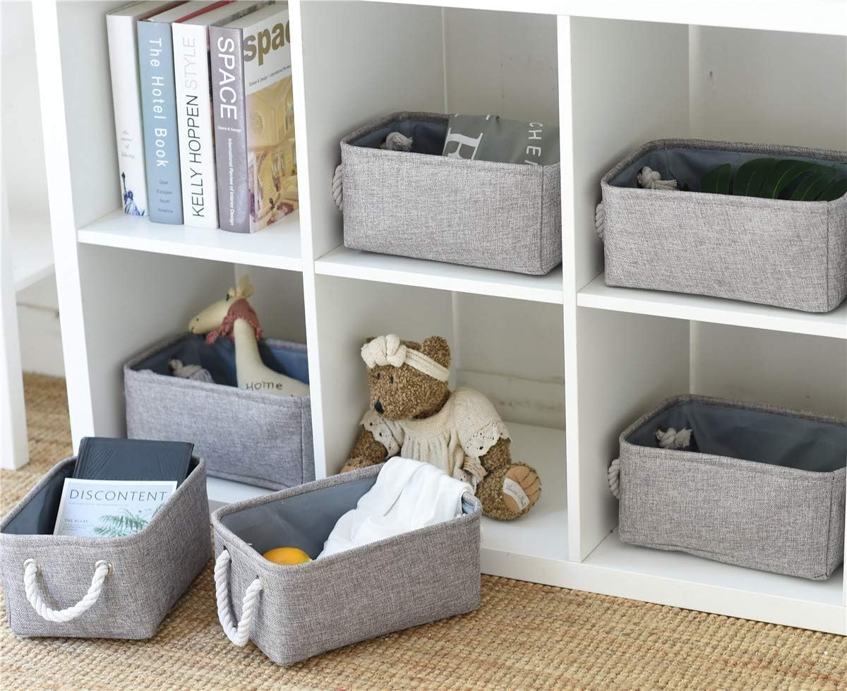 TheWarmHome Storage Bins for Shelves - 11.8x7.9x5.2 inch Grey Small Storage Baskets for Organizing, Fabric Storage Cubes Closet Organizer for Home Nursery Gift Decorative (Gray)