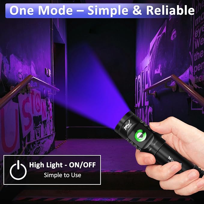 WINDFIRE Dive Light, 395 nm UV Scuba Flashlight, Waterproof Black Light Flashlight with Power Indicator for Scuba Diving, Underwater Fluorescence & Pet Urine Detection