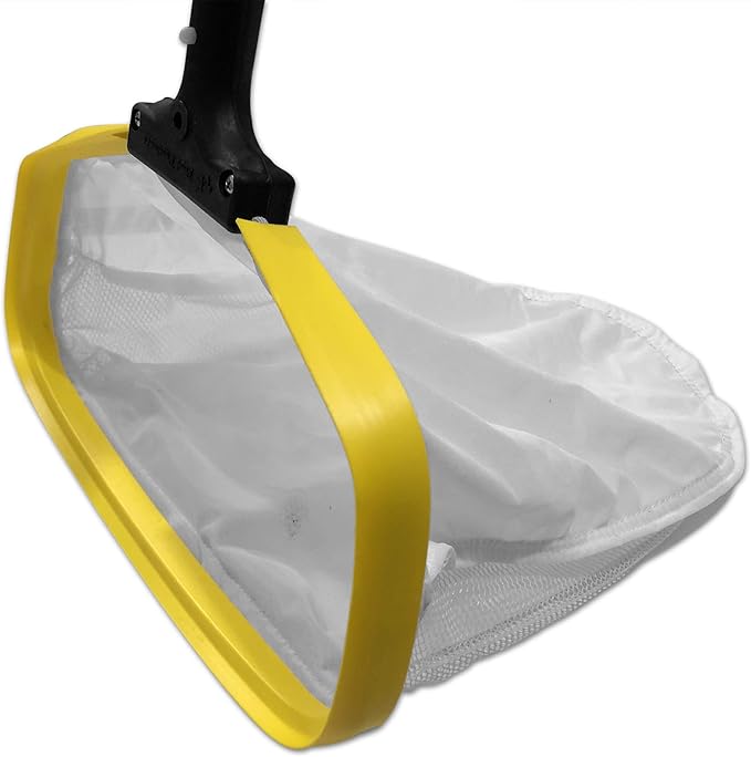 Pool Net - 14" Round, Yellow, Plastic, Polycarbonate Handle, Compact, Durable Construction, Telescopic Handle, Perfect for Pools, Spas, Jacuzzis, Ponds