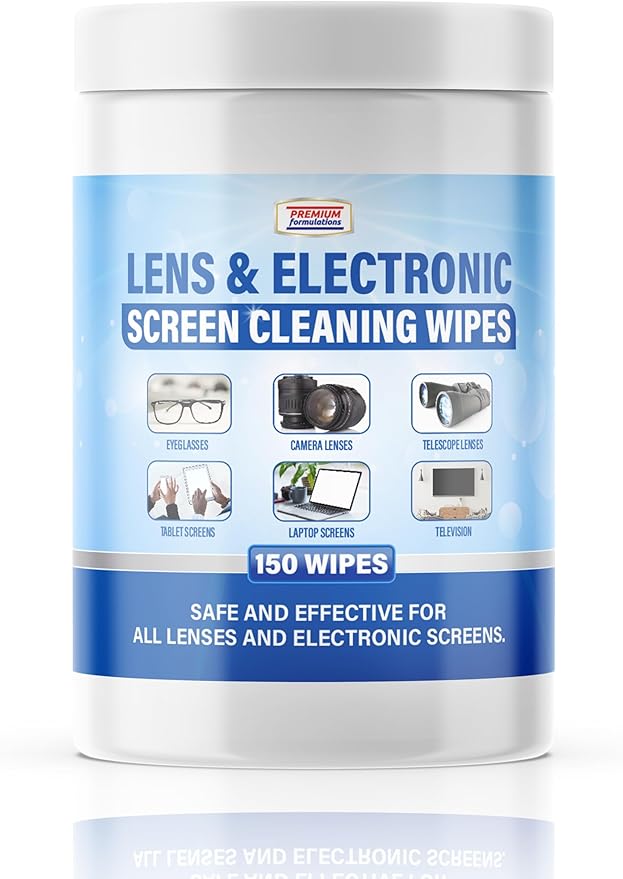 [150 Wipes] Lens & Electronic Screen Cleaning Wipes | Gentle, Lint-Free, Pre-Moistened Wipes for Eyeglasses, Camera Lenses, Phones, Laptops