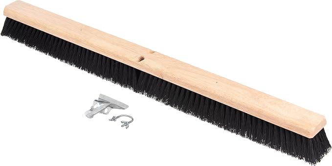 SPARTA Flo-Pac Floor Sweep with Natural Tampico Bristles, Heavy Duty Broom Head for Indoor and Outdoor Use on Rough Surfaces, 36" Long, 6 Count, Black