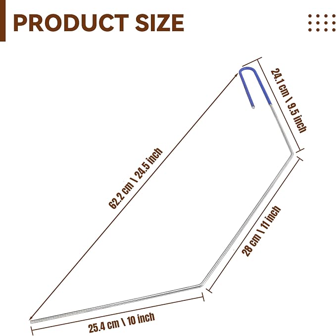 Deep Fryer Cleanout Rod 25" Stainless Steel Angled Drain Cleaning Unclogger Tool for Commercial Kitchen, Restaurant Fryer, 1 PCS