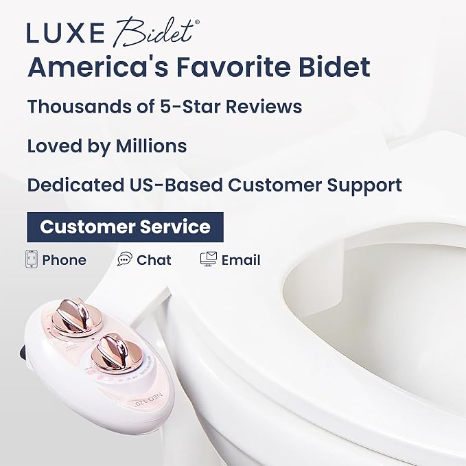 LUXE Bidet NEO 120 - Value 2-Pack Bidet Attachments, Self-Cleaning, Non-Electric (Rose Gold & White)