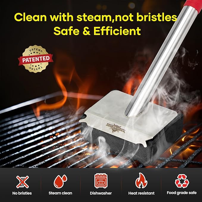 XUDAKAIXIN Grill Brush Bristle Free,Unique Wave pad for Cast Iron/Stainless-Steel Grates, (Only Replaceable Cleaning Head No Grill Brush)
