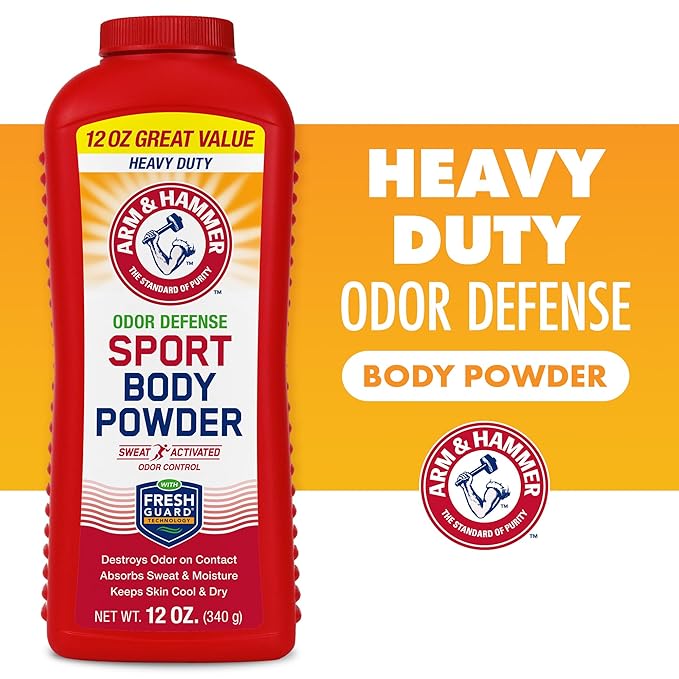 Arm & Hammer Sport Body Powder, Powder for Men and Women, Fresh Feeling, Talc Free, Aluminum Free Odor Defense with Baking Soda