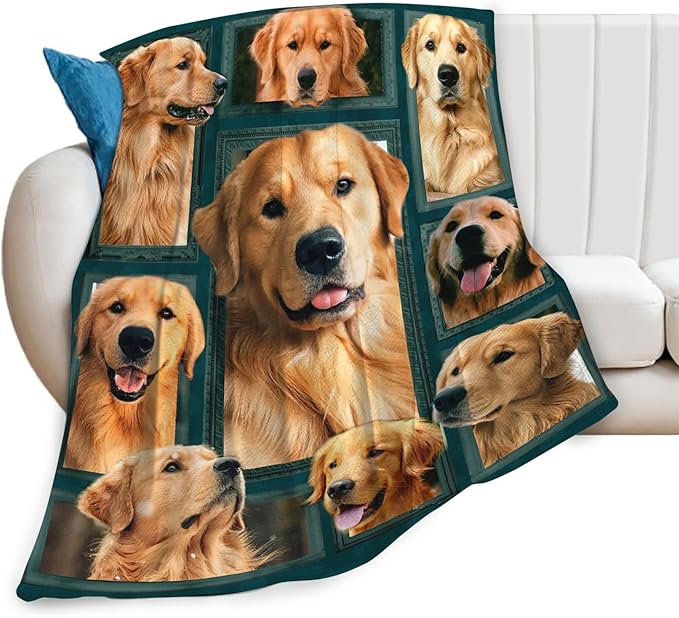Tijuboni Golden Retriever Throw Blanket Dog Gifts for Girls Boys Women Men Kids Adults Soft Flannel Fleece Blanket for Couch Sofa Bed Home Decor 60"x80"