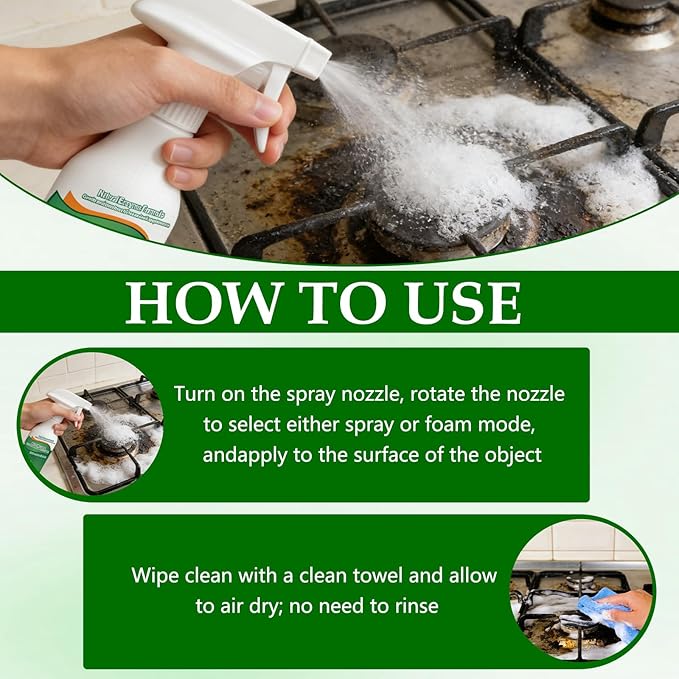 Ion Kitchen Cleaner Stain Remover Spray, Kitchen Foam Spray Cleaner, Multi-purpose Stain & Oil Remover for Oven, Stove, Range Hood & Appliances