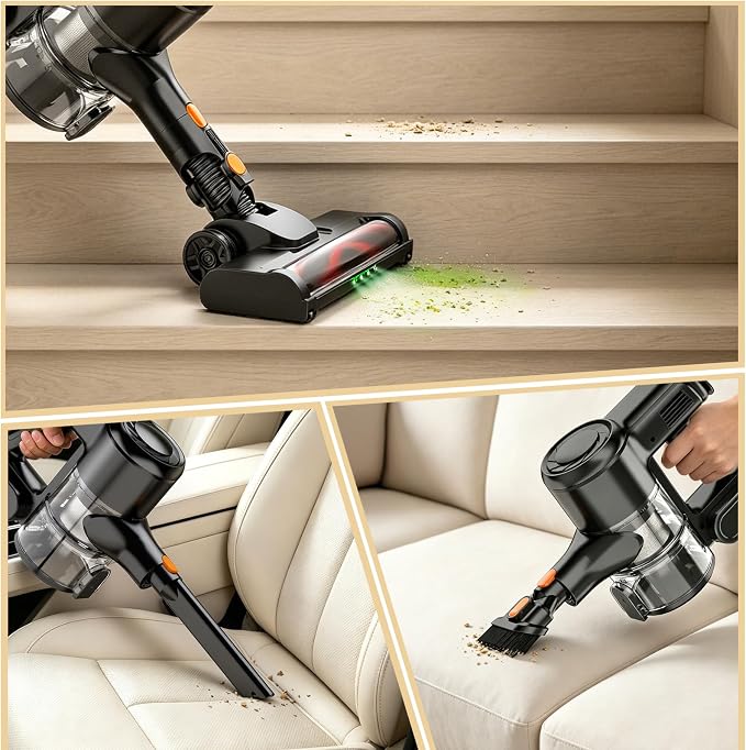 HOLOGO Cordless Vacuum Cleaner,40 Mins Runtime Lightweight Stick Vacuum Cordless,Self-Standing,Powerful Suction, Anti-Tangle Brush,Rechargeable Battery Vacuum for Carpet,Pet Hair,Hardwood Floor.