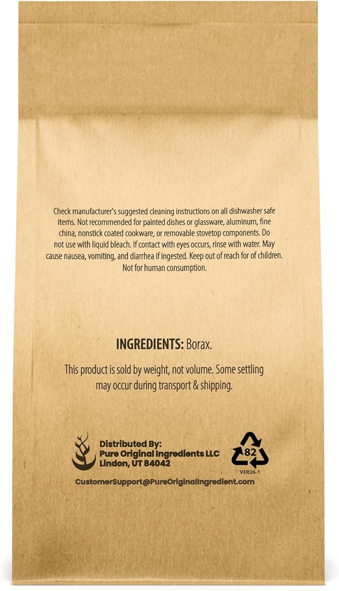 PURE ORIGINAL INGREDIENTS Borax Powder (2 lb) Sodium Borate, Multipurpose Cleaning Agent, Ideal Slime Ingredient