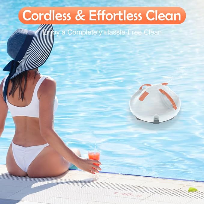 GMAPLAE Cordless Pool Vacuum for Above Ground Pool, Robotic Pool Cleaner with Dual Motors Strong Suction, 130 Mins Runtime, Auto-Parking, Pool Cleaner Robot for Inground Flat Pools Up to 1100 Sq.Ft
