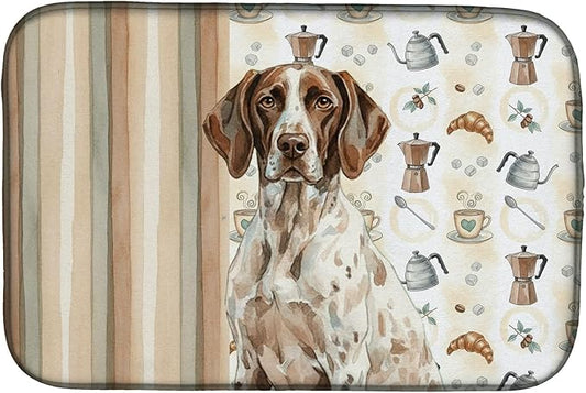 Caroline's Treasures German Shorthaired Pointer Coffee Bar Dish Drying Mat Absorbent Dish Drying Mat Pad for Kitchen Counter Dish Drainer Mat for Countertop, 14 x 21", Multicolor