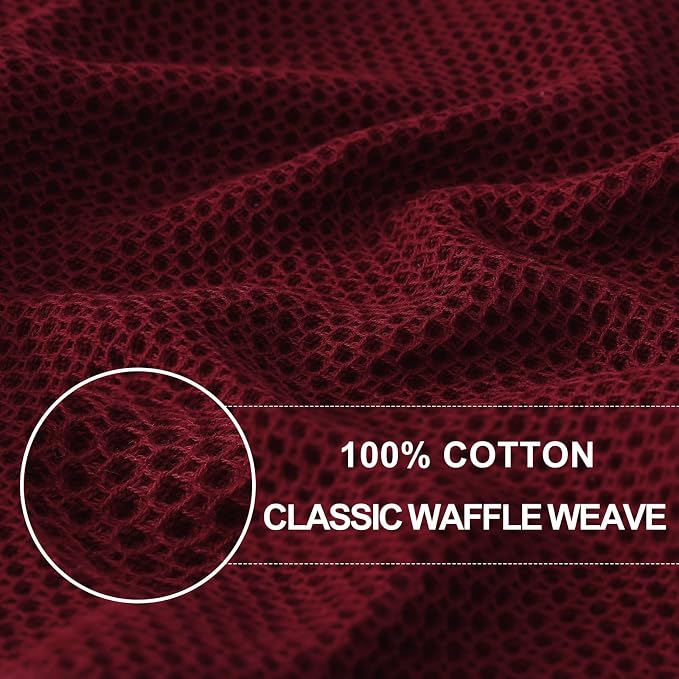 Homaxy 100% Cotton Waffle Weave Kitchen Dish Cloths, Ultra Soft Absorbent Quick Drying Dish Towels, 12 x 12 Inches, 18-Pack, Burgundy