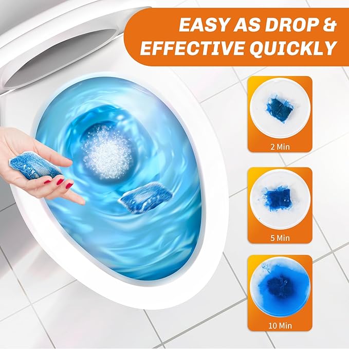 WELLUCK RV Toilet Treatment Drop-Ins, 50 Pack - 50 Week Supply Black Tank Deodorizer | Breaks Down Waste & Tissue | Septic Safe Treatment for RV, Camper, Marine Toilet | Citrus Scents