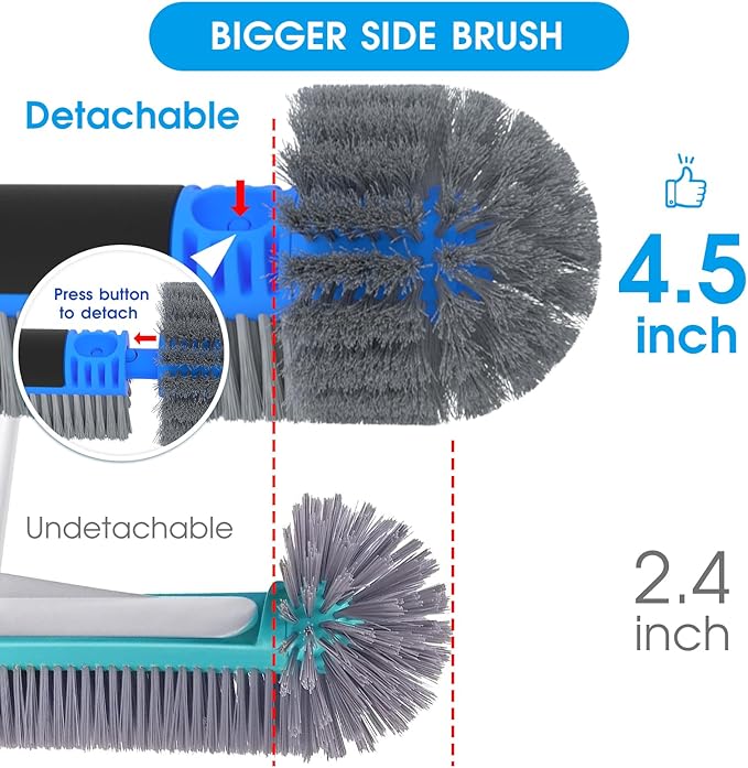 TidyMister 20'' 2-in-1 Heavy Duty Round Pool Brush with Fine Mesh Skimmer Net and 6 FT Poles