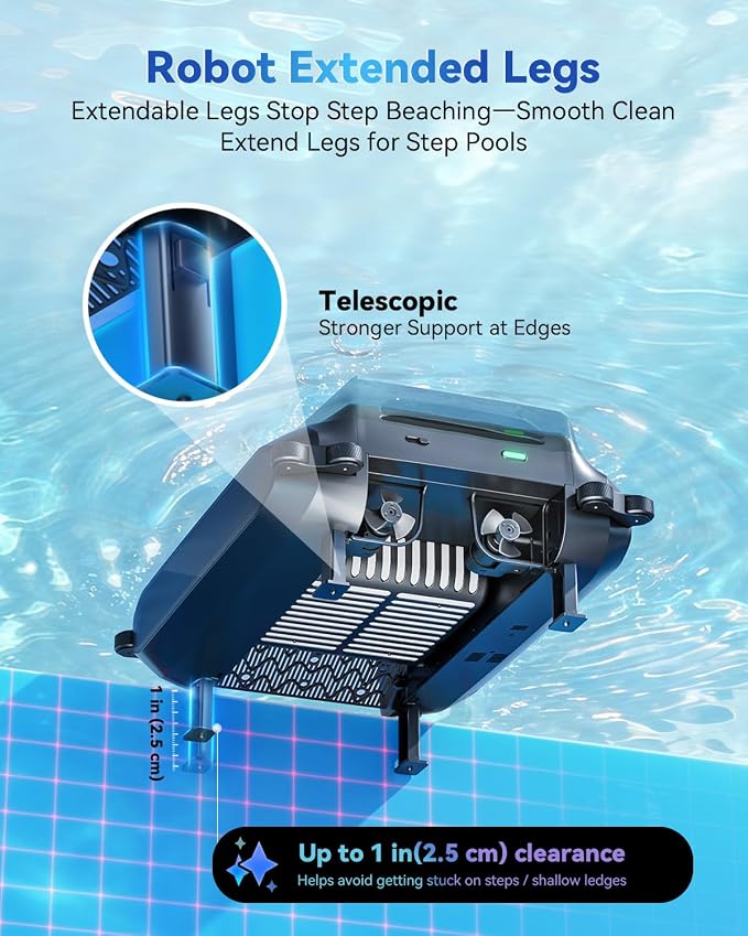 24/7 Solar Powered Pool Skimmer Robot with APP Support, Automatic Electric Floating Surface Cleaner for Above Ground & Inground Pools, Auto Robotic Pool Skimmer Bluetooth Control（Blue）