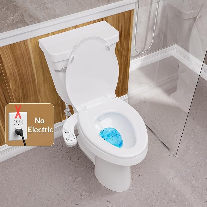 Bidet Toilet Seat Non-Electric,Fits Elongated Toilets - Soft Close Lid,Quick-Release for Easy Cleaning - Dual Nozzle System with Self Cleaning,Adjustable Water Pressure