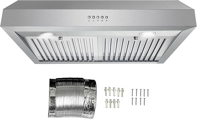 COSMO UC30 29.5 in. Ducted Under Cabinet Range Hood, Kitchen Over Stove Vent, 3-Speed Fan, Permanent Filters, LED Lights in Stainless Steel, 30 inch